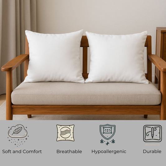 Siroki Bond Microfiber Filling Cushion For Home Office Living Room 16x16 Inch Soft Fluffy Cushion (White )