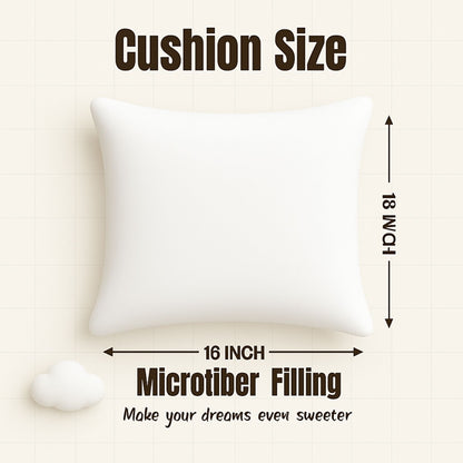 Siroki Bond Microfiber Filling Cushion For Home Office Living Room 16x16 Inch Soft Fluffy Cushion (White )