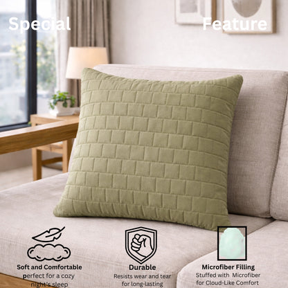 Siroki Bond Microfiber Cushion with Quilted Cover (16x16) – Olive