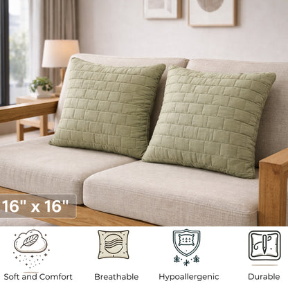 Siroki Bond Microfiber Cushion with Quilted Cover (16x16) – Olive