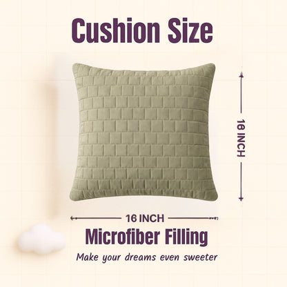 Siroki Bond Microfiber Cushion with Quilted Cover (16x16) – Olive