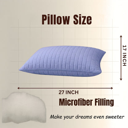 Siroki Bond Solid Single Pipin Quilted Sleeping Pillow (Lavendar)