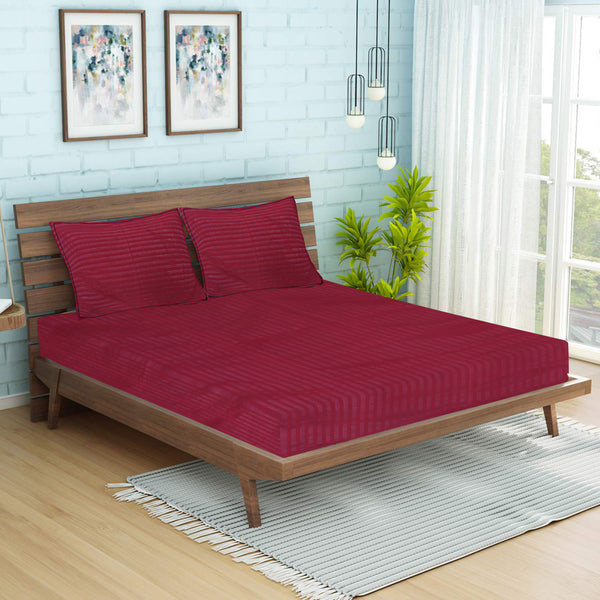 Siroki Bond Maroon Solid Cotton Single Bedsheet