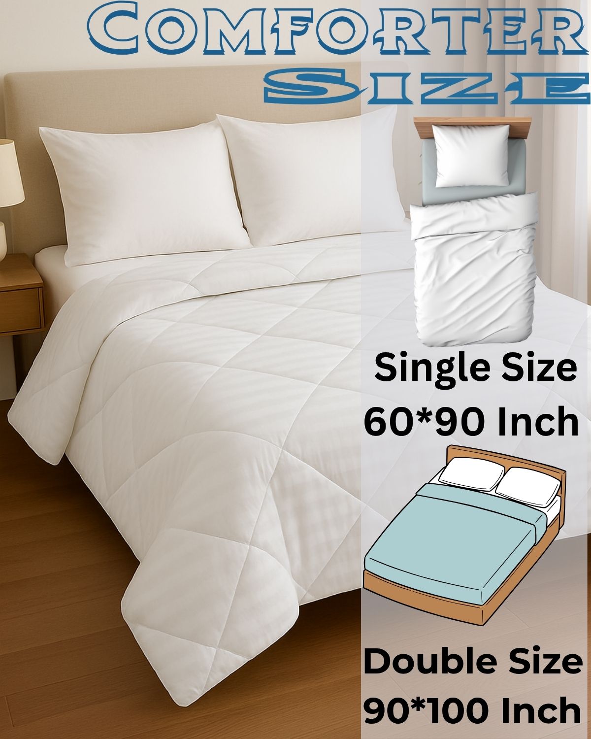 Siroki Bond Quilted 200 GSM Microfiber Filling Comforter for AC Room and Mild Winter