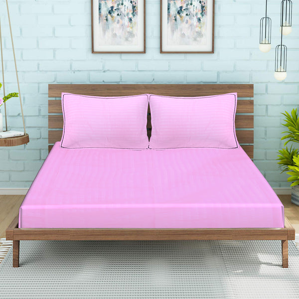 Siroki Bond Pink Solid Cotton Single Bedsheet