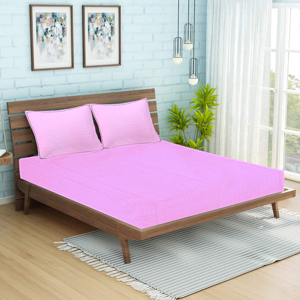 Siroki Bond Pink Solid Cotton Double Bedsheet