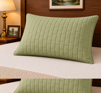 Siroki Bond Solid Quilted Sleeping Pillow Cover (17X27) – Olive