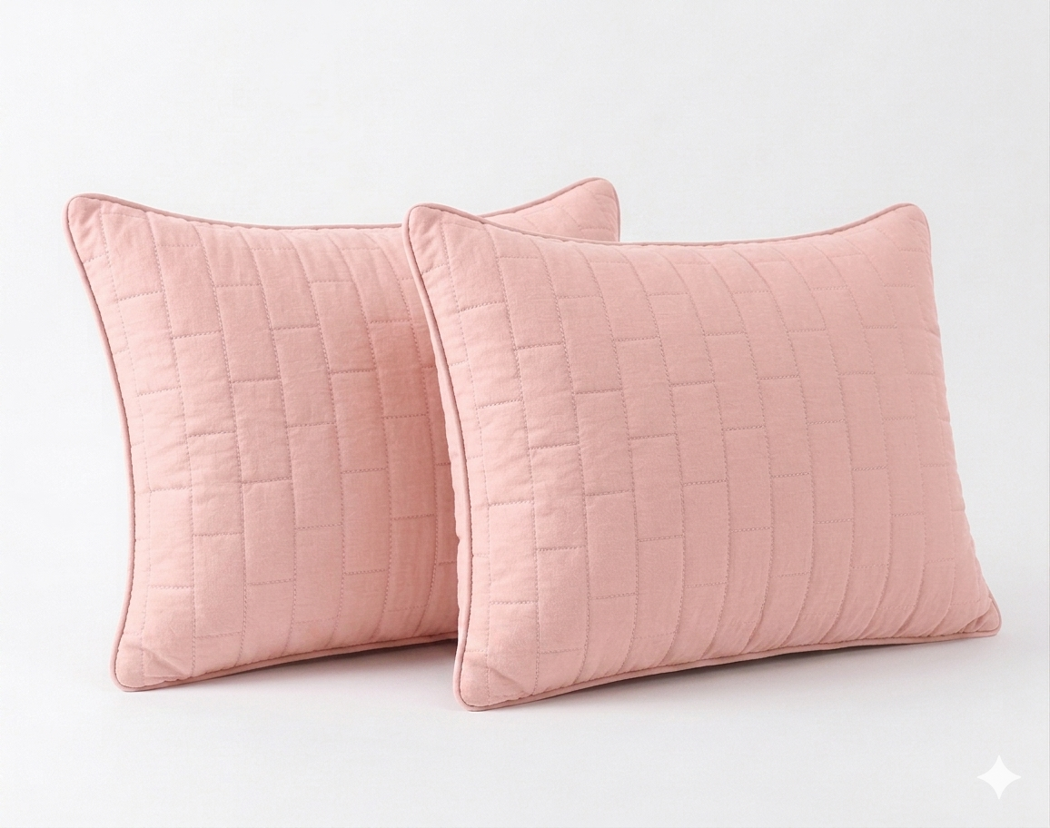 Siroki Bond Solid Single Pipin Quilted Sleeping Pillow (Pink) (16x24)