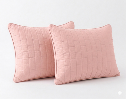Siroki Bond Solid Single Pipin Quilted Sleeping Pillow (Pink) (16x24)