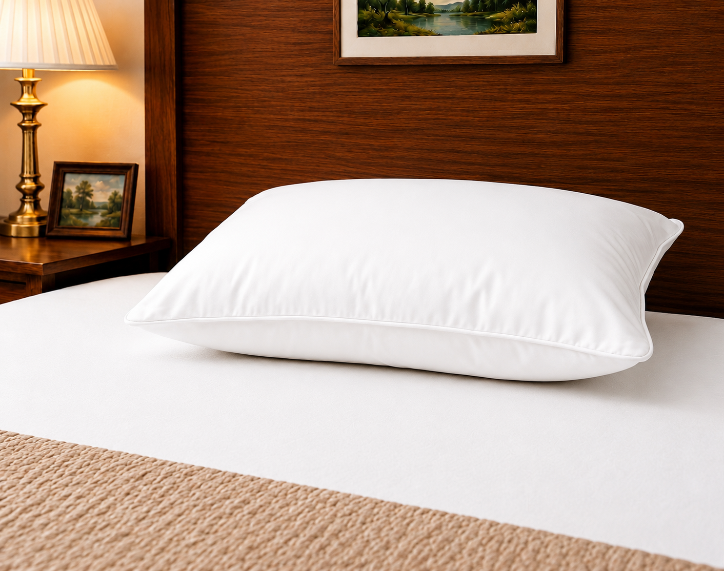 Siroki Bond Microfiber Filling Plain Sleeping Pillow (White) (16x24)