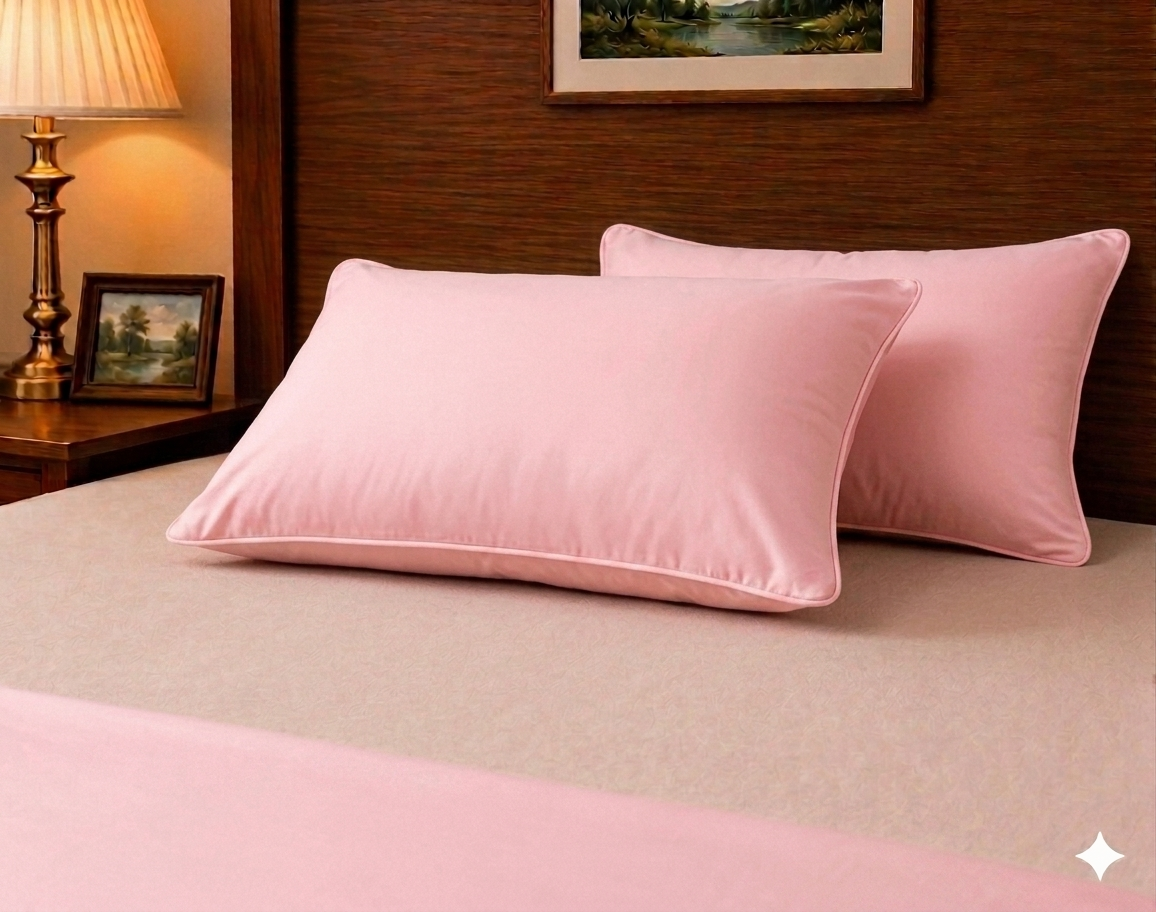 Siroki Bond Microfiber Filling Plain Sleeping Pillow (Pink) (17x27)