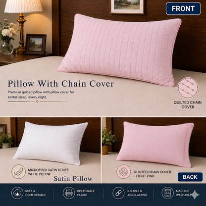 Siroki Bond Solid Quilted Sleeping Pillow Cover (16X24) – Pink