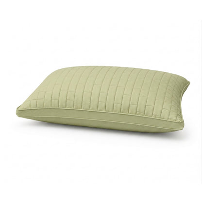 Siroki Bond Solid Double Pipin Quilted Sleeping Pillow (Olive)