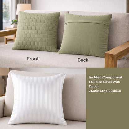 Siroki Bond Microfiber Cushion with Quilted Cover (16x16) – Olive