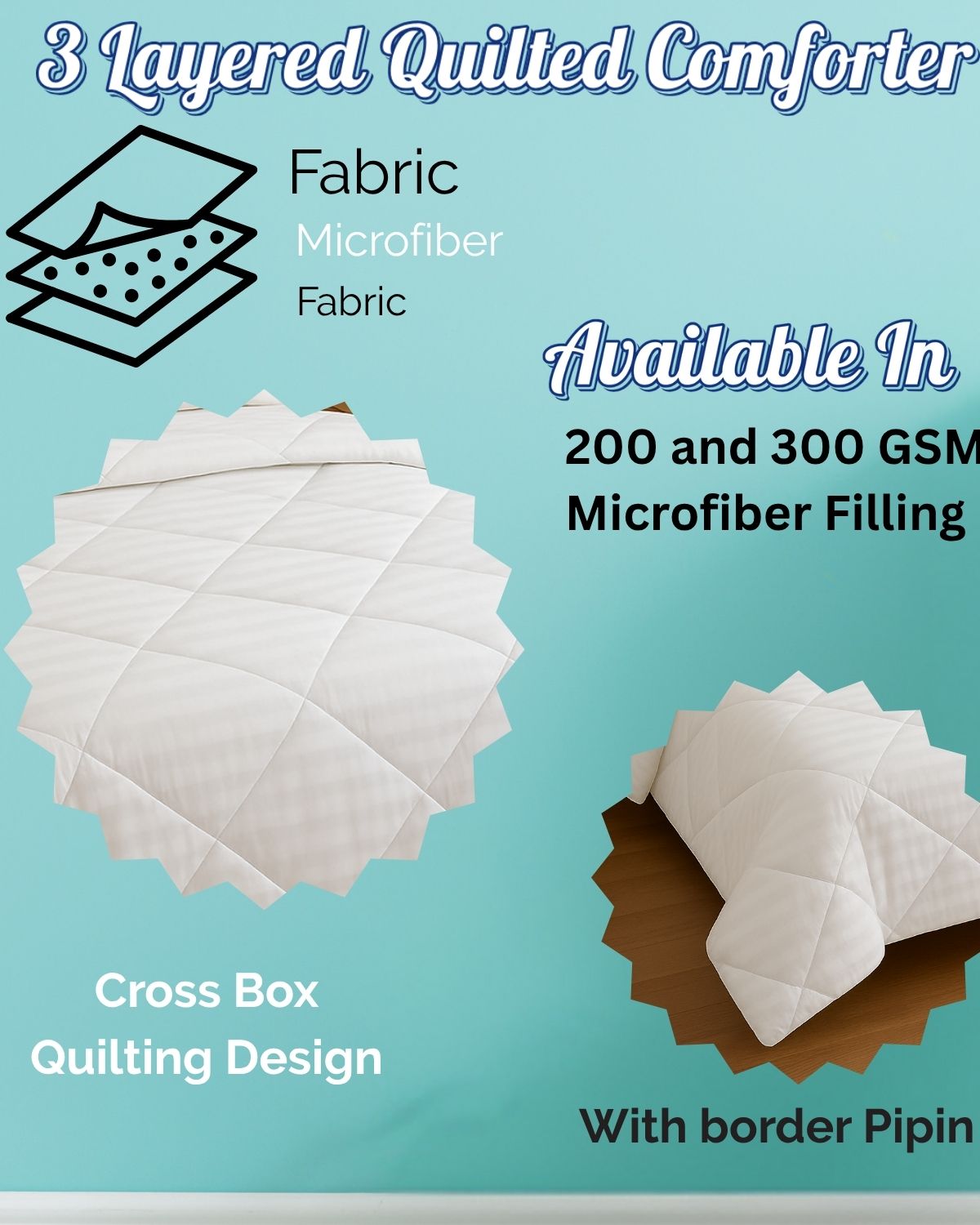 Siroki Bond Quilted 200 GSM Microfiber Filling Comforter for AC Room and Mild Winter
