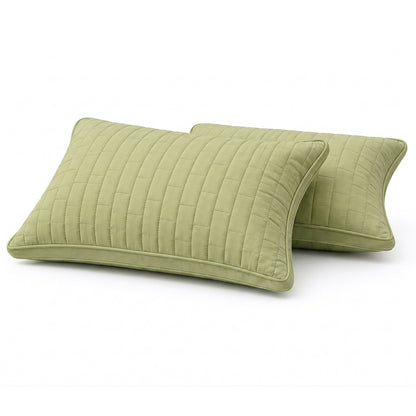 Siroki Bond Solid Double Pipin Quilted Sleeping Pillow (Olive)