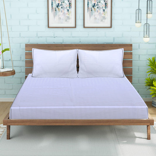 Siroki Bond White Solid Cotton Double Bedsheet