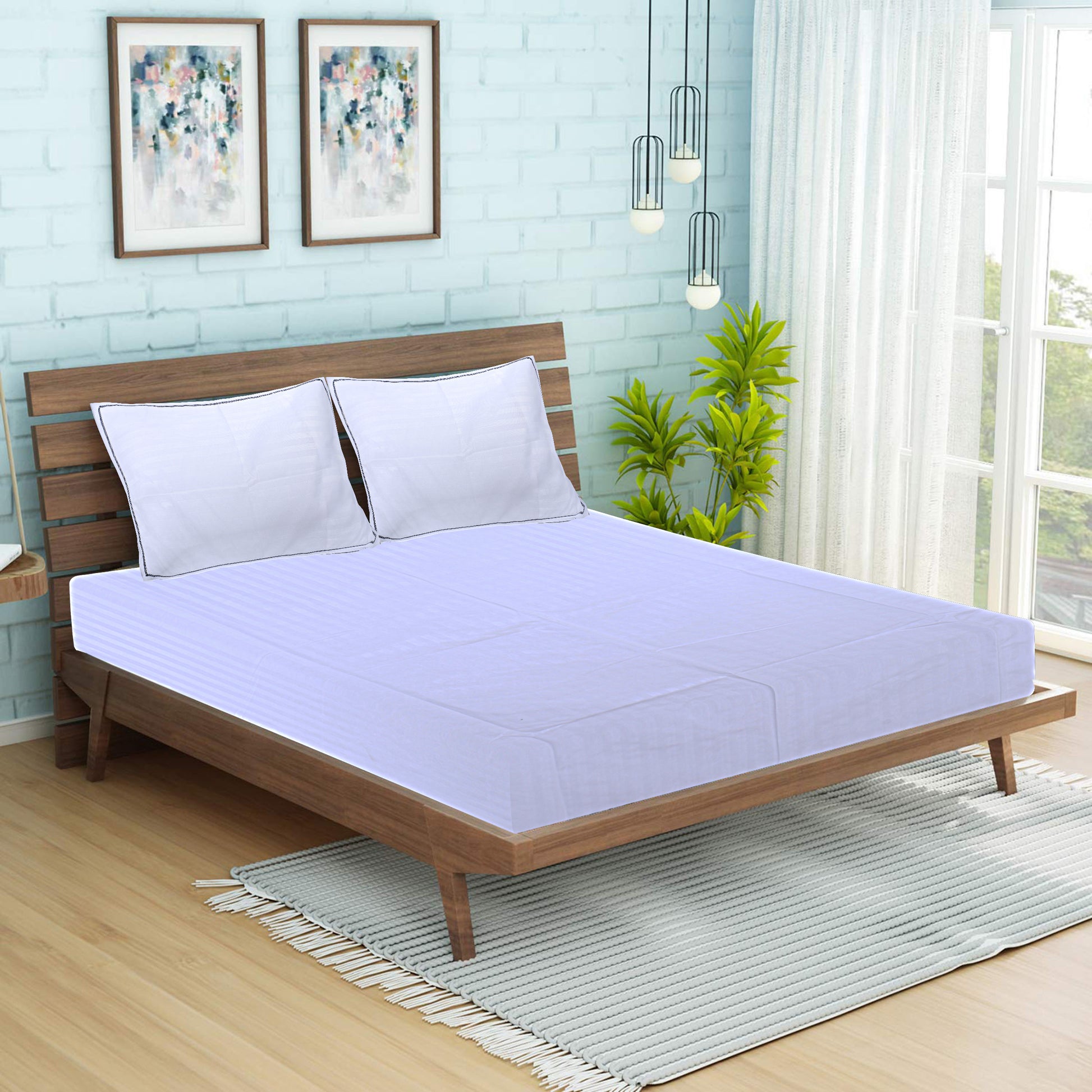 Siroki Bond White Solid Cotton Double Bedsheet