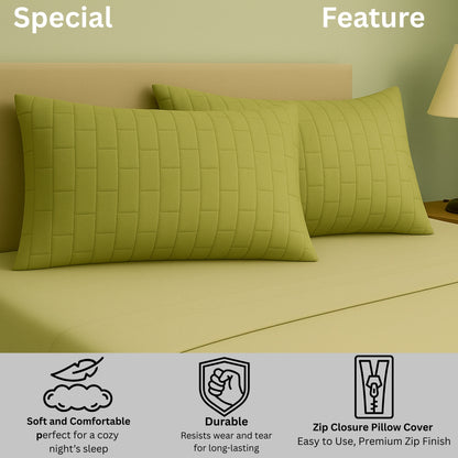 Siroki bond Quilted Pillow Cover For Home Decor Bedroom Soft Fluffy 17*27 Inch Pillow Case (Olive)