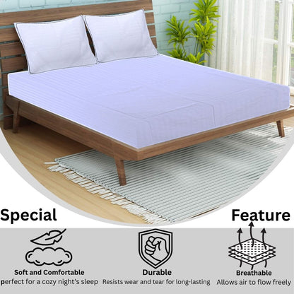 Siroki Satin Strip 250 TC Flat Solid Bedsheet for Home, Living Room & Bedroom Strip Bedsheet