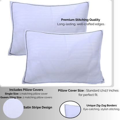 Siroki Satin Strip 250 TC Flat Solid Bedsheet for Home, Living Room & Bedroom Strip Bedsheet
