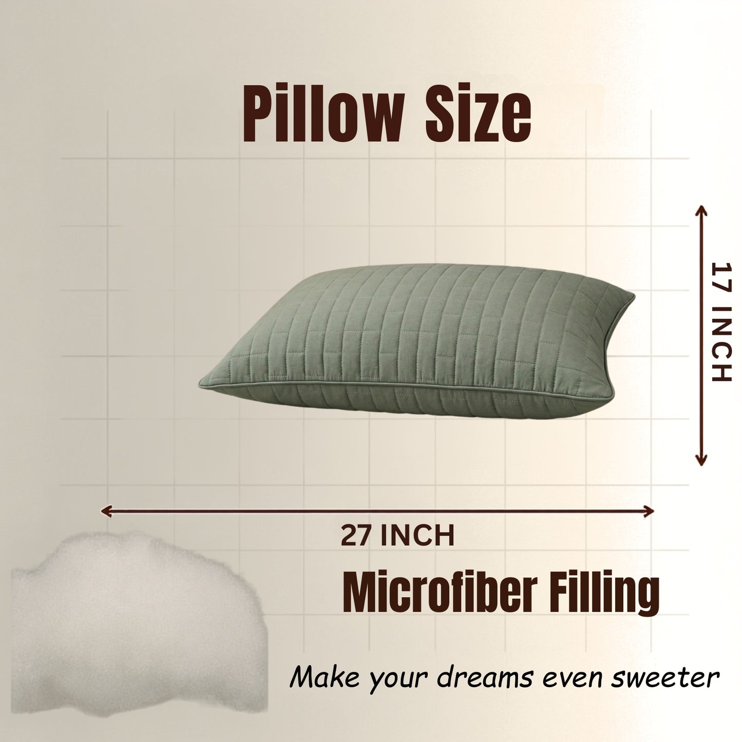 Siroki Bond Solid Single Pipin Quilted Sleeping Pillow (Olive)