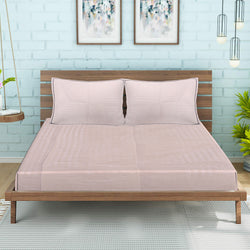 SIROKI BOND Beige Solid Cotton Single Bedsheet