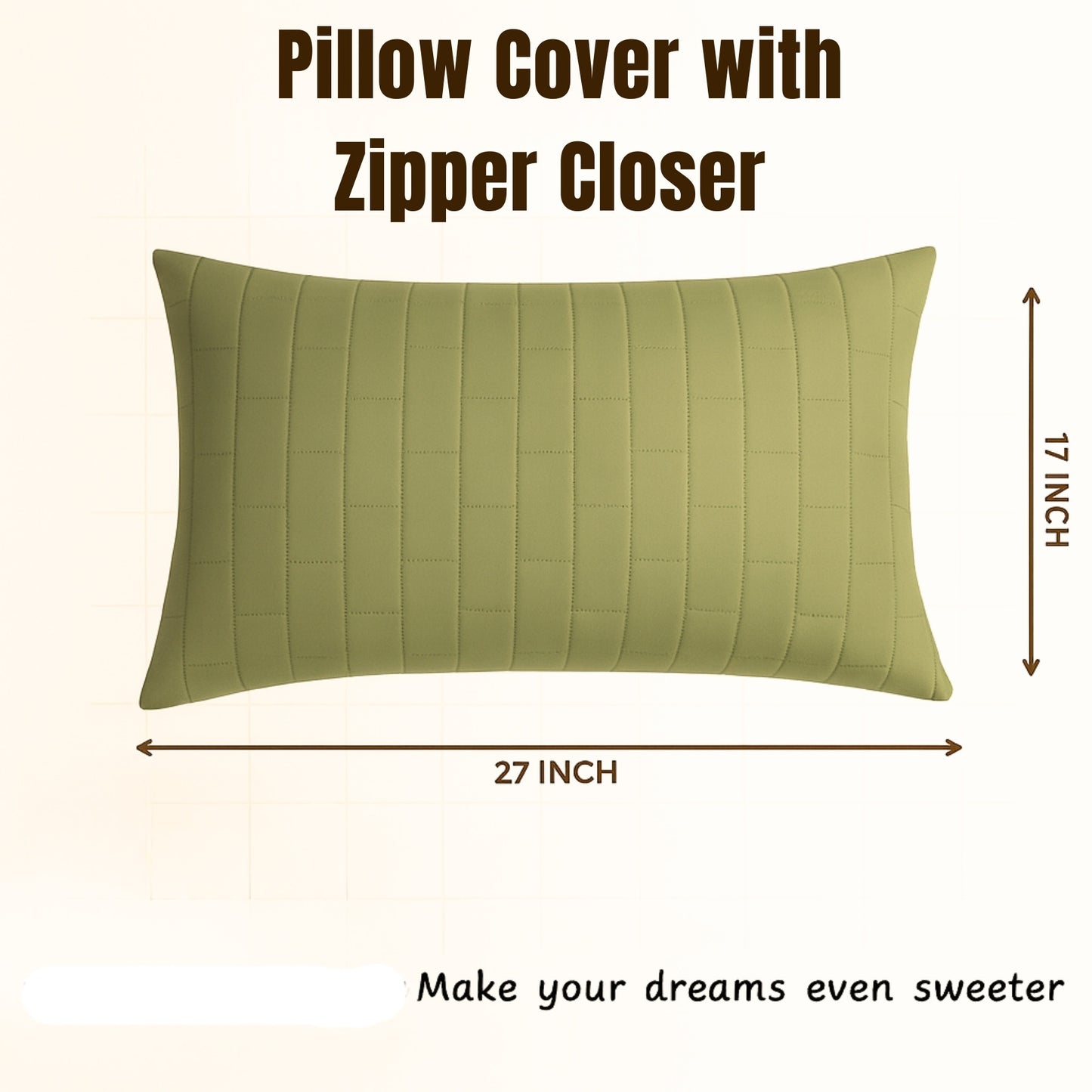 Siroki bond Quilted Pillow Cover For Home Decor Bedroom Soft Fluffy 17*27 Inch Pillow Case (Olive)