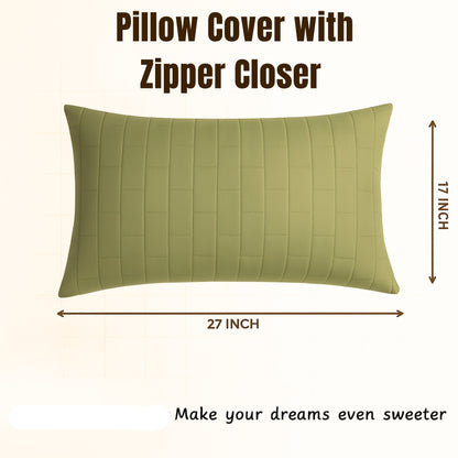 Siroki bond Quilted Pillow Cover For Home Decor Bedroom Soft Fluffy 17*27 Inch Pillow Case (Olive)