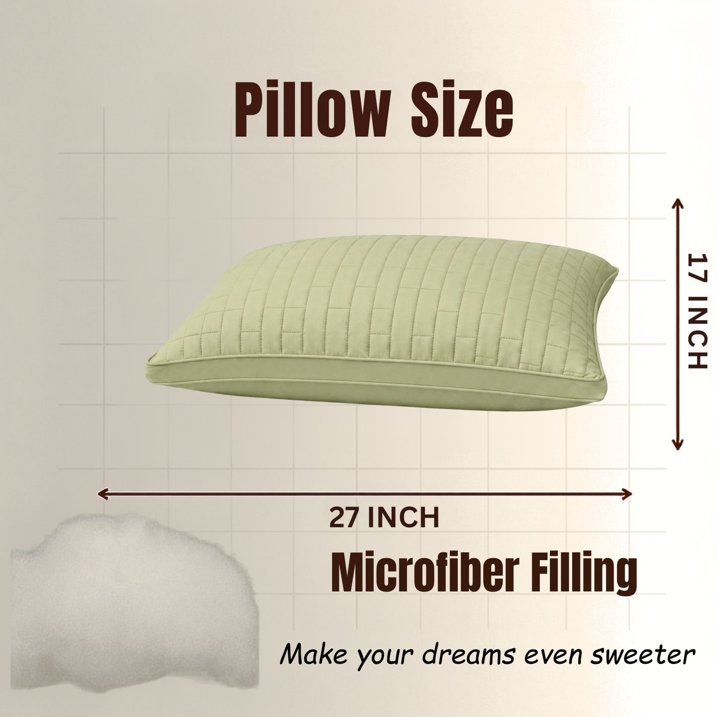 Siroki Bond Solid Double Pipin Quilted Sleeping Pillow (Olive)