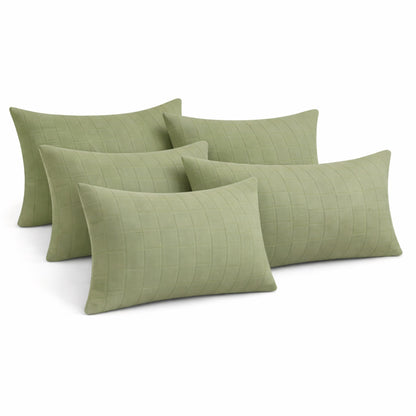 Siroki bond Quilted Pillow Cover For Home Decor Bedroom Soft Fluffy 17*27 Inch Pillow Case (Olive)