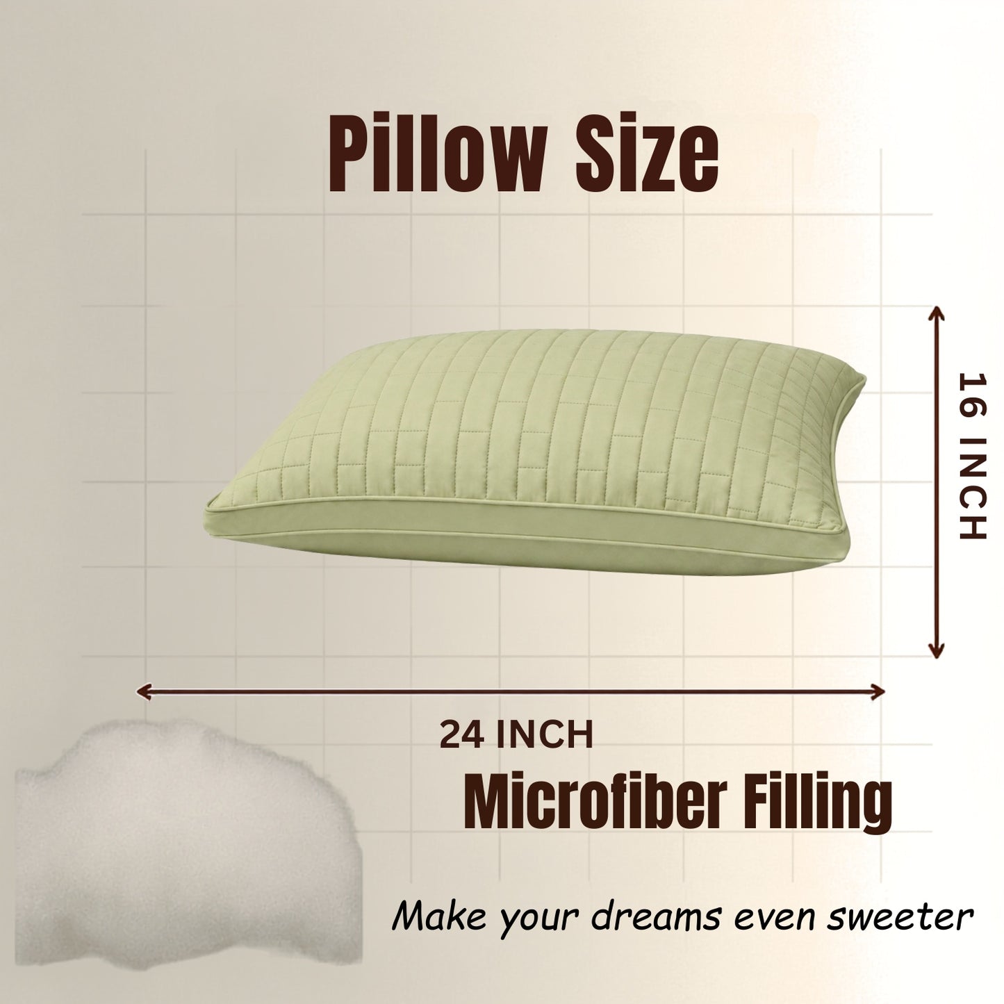Siroki Bond Solid Double Pipin Quilted Sleeping Pillow (Olive)
