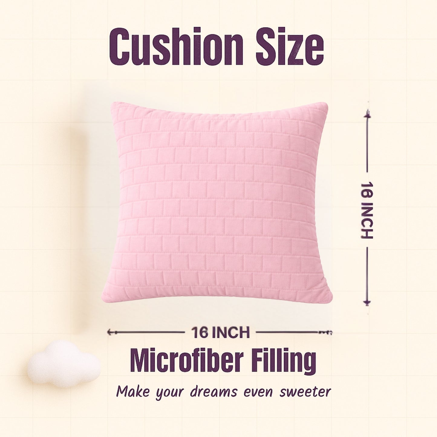 Siroki Bond Microfiber Filling Cushion (16x16) (Pink)