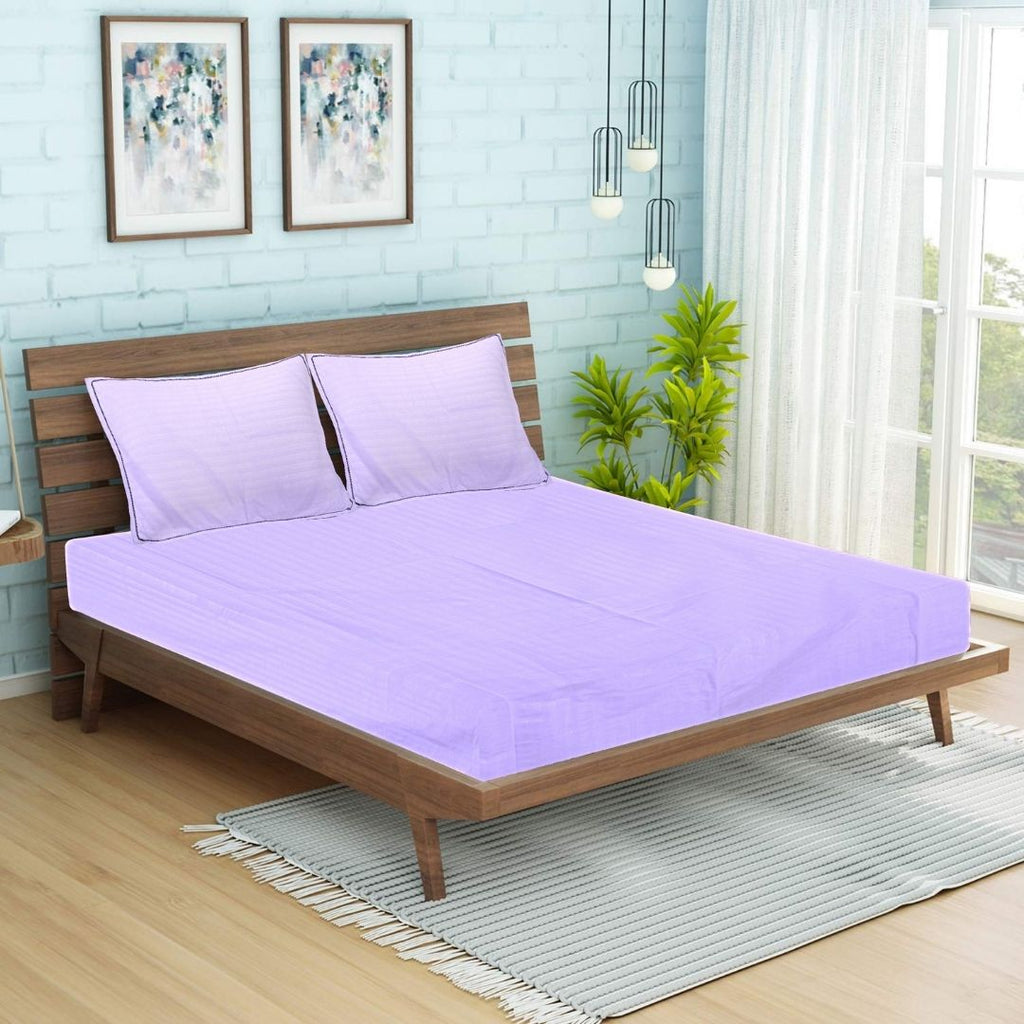Siroki Satin Strip 250 TC Flat Solid Bedsheet for Home, Living Room & Bedroom Strip Bedsheet