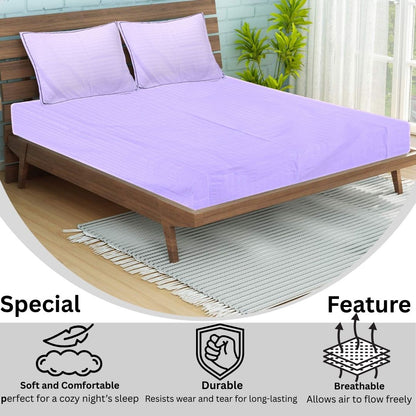 Siroki Satin Strip 250 TC Flat Solid Bedsheet for Home, Living Room & Bedroom Strip Bedsheet