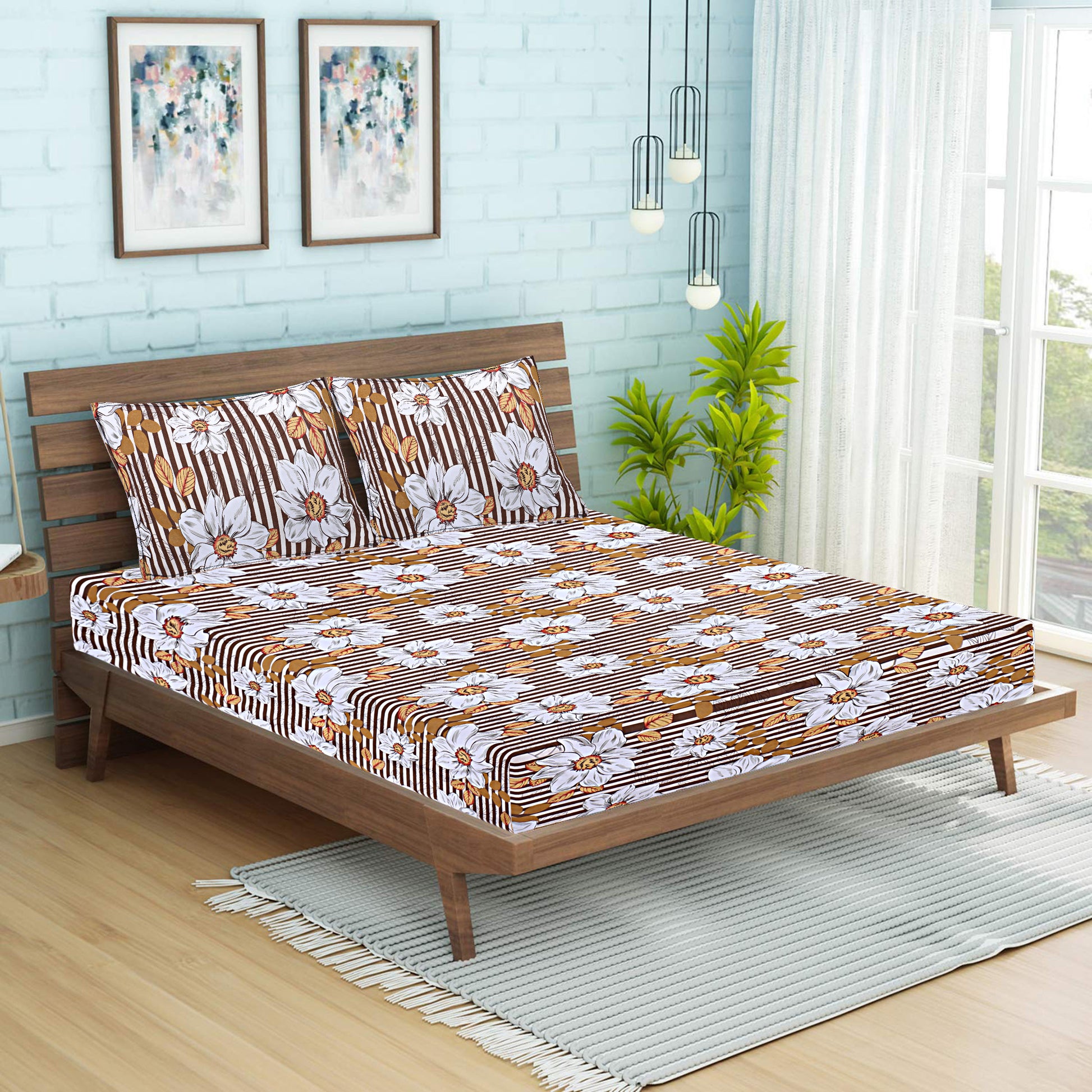 SIROKI BOND Premium Elastic Fitted Bedsheet Combo Set