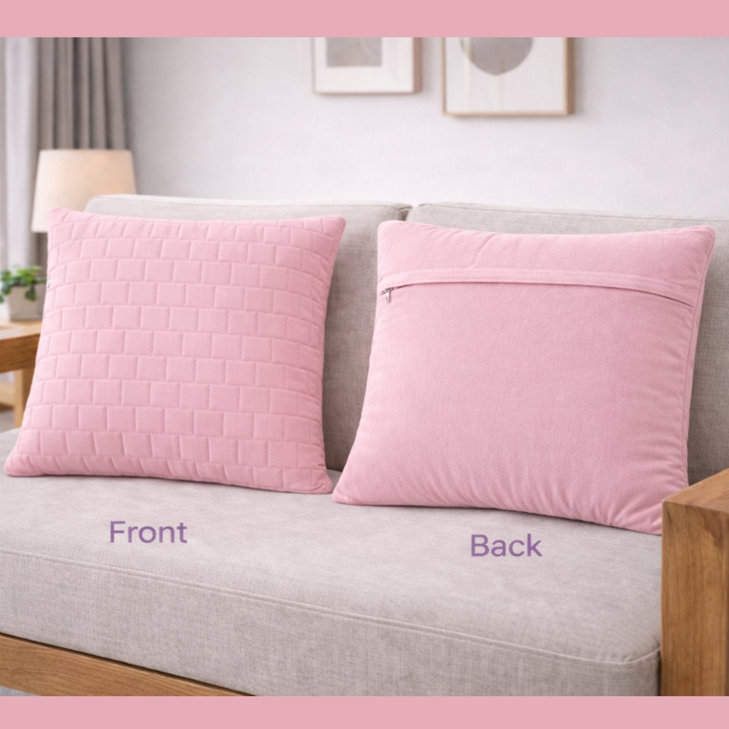 Siroki Bond Microfiber Cushion with Quilted Cover (16x16) – Pink