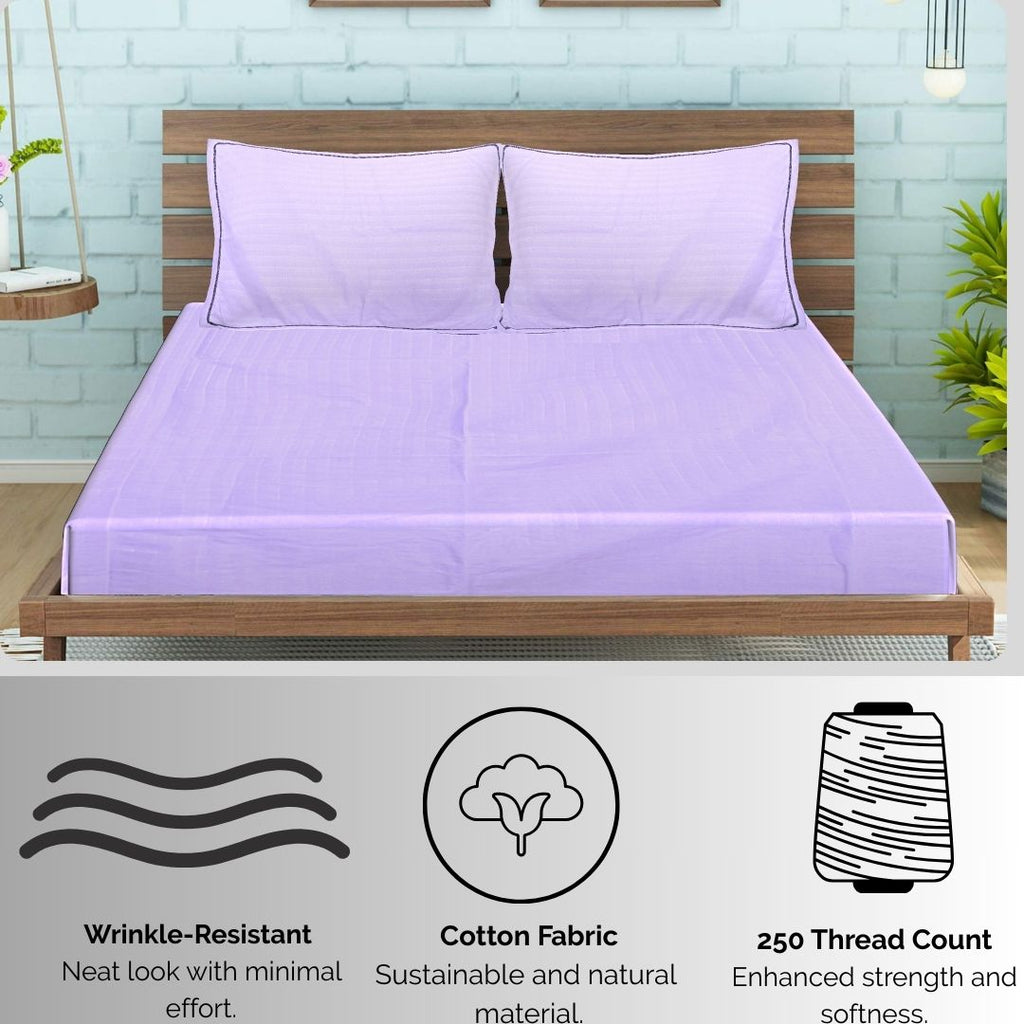 Siroki Satin Strip 250 TC Flat Solid Bedsheet for Home, Living Room & Bedroom Strip Bedsheet