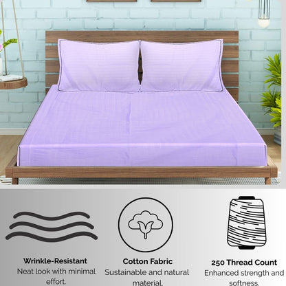 Siroki Satin Strip 250 TC Flat Solid Bedsheet for Home, Living Room & Bedroom Strip Bedsheet