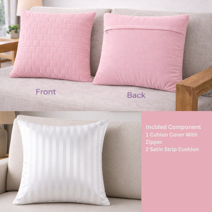 Siroki Bond Microfiber Filling Cushion (16x16) (Pink)