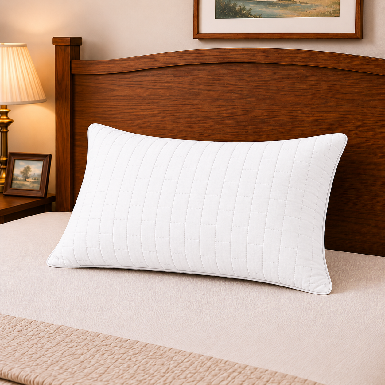 Siroki Bond Solid Quilted Sleeping Pillow Cover (17X27) – White