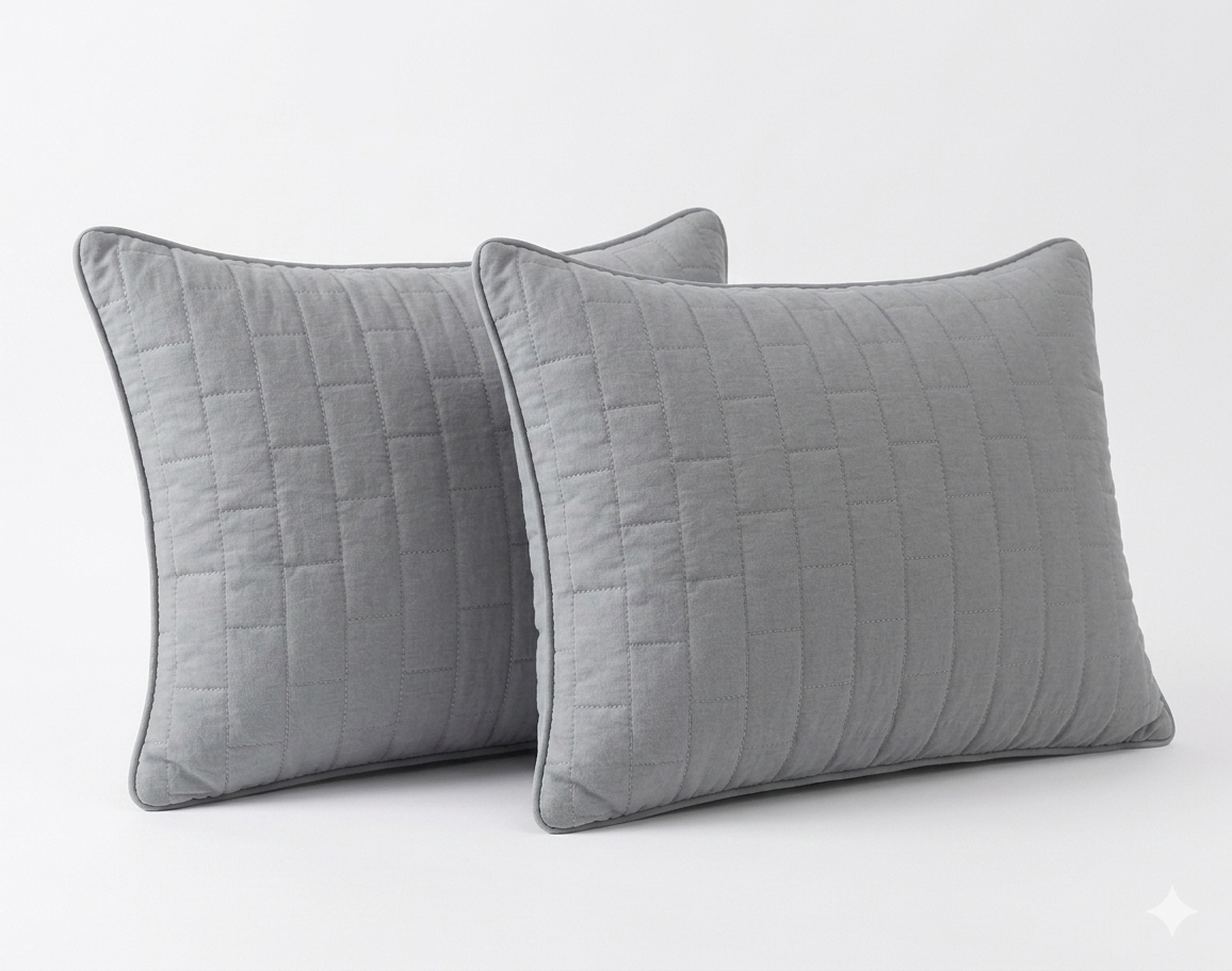 Siroki Bond Solid Single Pipin Quilted Sleeping Pillow (Grey) (16x24)