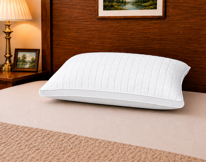 Siroki Bond Solid Double Pipin Quilted Sleeping Pillow (White)