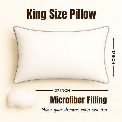 Siroki Bond Microfiber Filling Border Pillow for Home Bedroom & Living Room 17x27 Soft Sleeping Pillow (Grey)