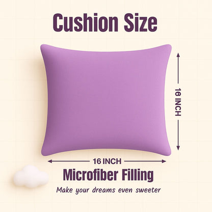 Siroki Bond Microfiber Filling Cushion For Home Office Living Room 16x16 Inch Soft Fluffy Cushion (Lavendra)