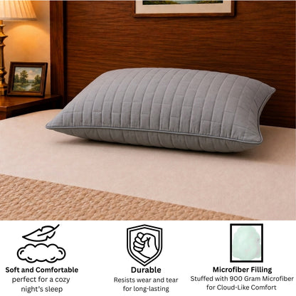 Siroki Bond Solid Single Pipin Quilted Sleeping Pillow (Grey)