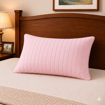Siroki Bond Solid Quilted Sleeping Pillow Cover (16X24) – Pink