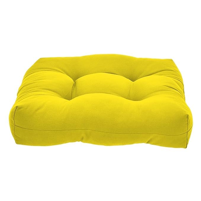 Siroki Bond Yellow Solid Microfiber Sitting Box Chair Pad