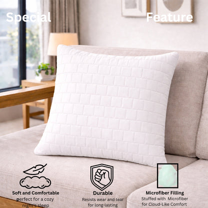 Siroki Bond Microfiber Cushion with Quilted Cover (16x16) – White