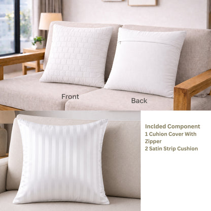 Siroki Bond Microfiber Cushion with Quilted Cover (16x16) – White